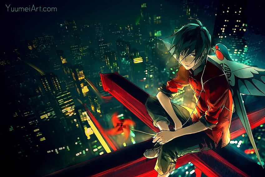 Baju merah pria anime , anime, anime boys, city, anime hirt Wallpaper HD
