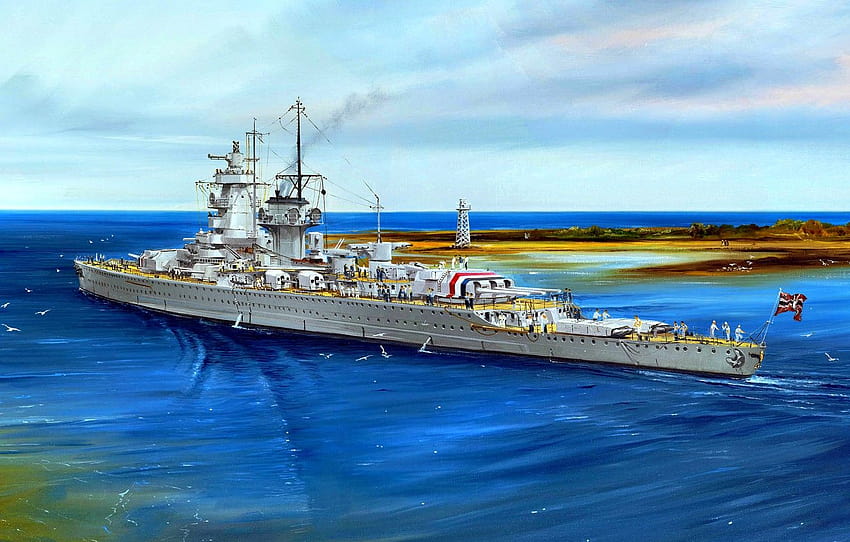 Sea, Seagulls, the, German, perfect, heavy cruiser, pocket battleship, during the Second World war, war admiral HD wallpaper