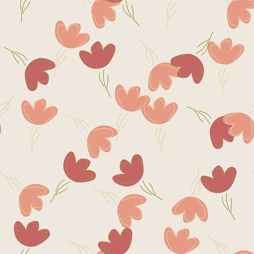 Summer seamless pattern with pink random outline flowers elements print. Grey pastel background. 5695028 Vector Art at Vecteezy, summer illustration pastel HD phone wallpaper