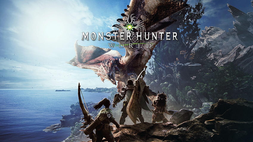 Oficjalny przewodnik Monster Hunter World uczy, jak chwytać potwory, łowca potworów w tle pc Tapeta HD