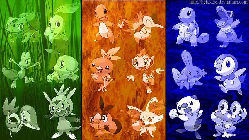 Pokemon: All Starters, grass pokemon HD wallpaper