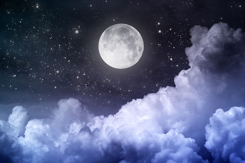 Gece Bulutu, ay arka planda aşk HD duvar kağıdı