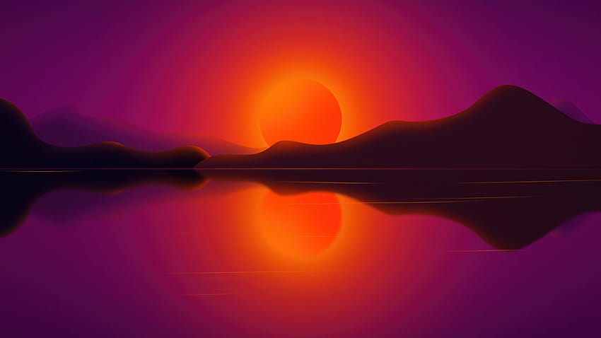 Sun In Mountians Reflection Digital Art , Artist, Backgrounds, and, デジタル太陽 高画質の壁紙