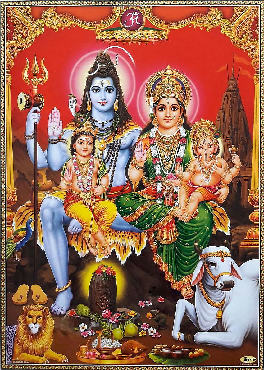 Shiva with His Family, Parvati Ganesha Murugan, mahadev family HD ...