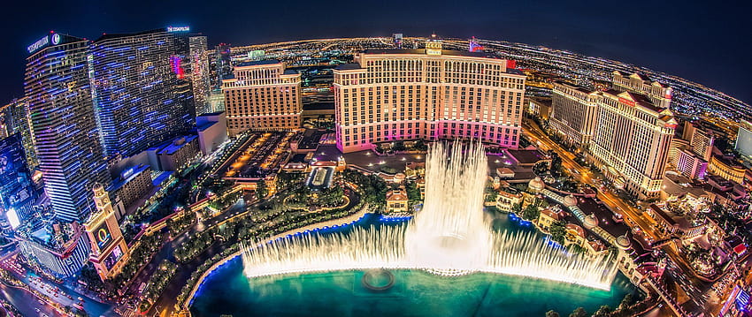 Bellagio Hotel Las Vegas Fountain Show Top View HD wallpaper