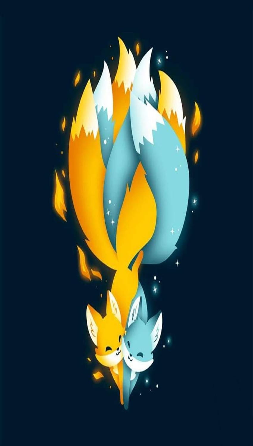 Fire and Ice Foxes by Zpurplerose24 HD phone wallpaper | Pxfuel