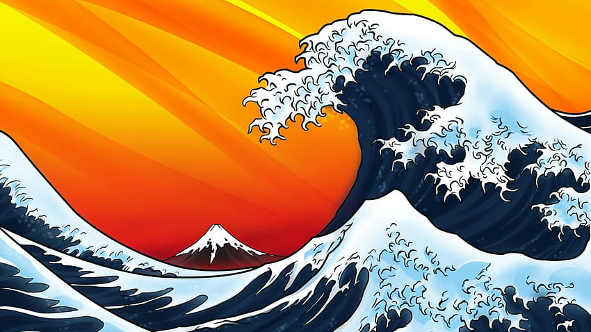 Wellen im japanischen Stil Vektor, japanische Wellen HD-Hintergrundbild