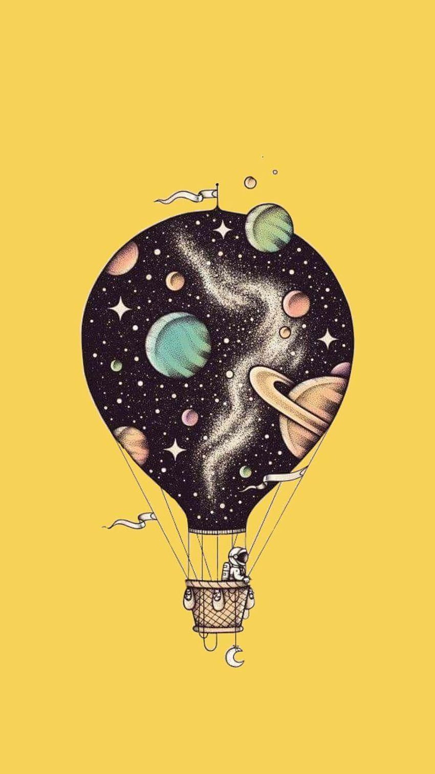 Yellow Lockscreen / / Backgrounds Aesthetic Space Balloon, space aesthetic HD phone wallpaper