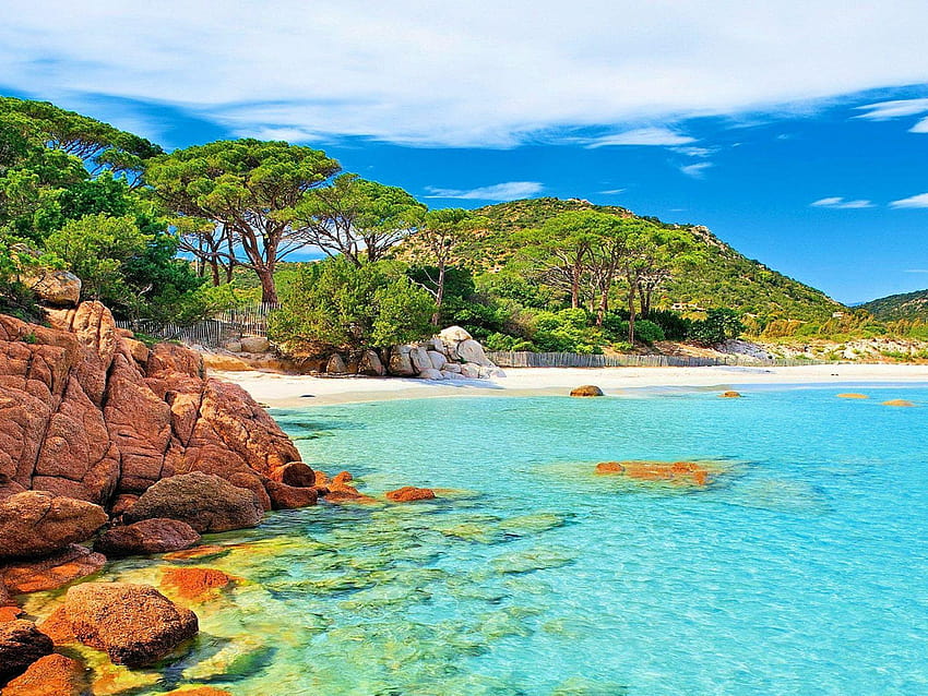 Strand von Palombaggia auf der Insel Korsika in Frankreich U For HD-Hintergrundbild