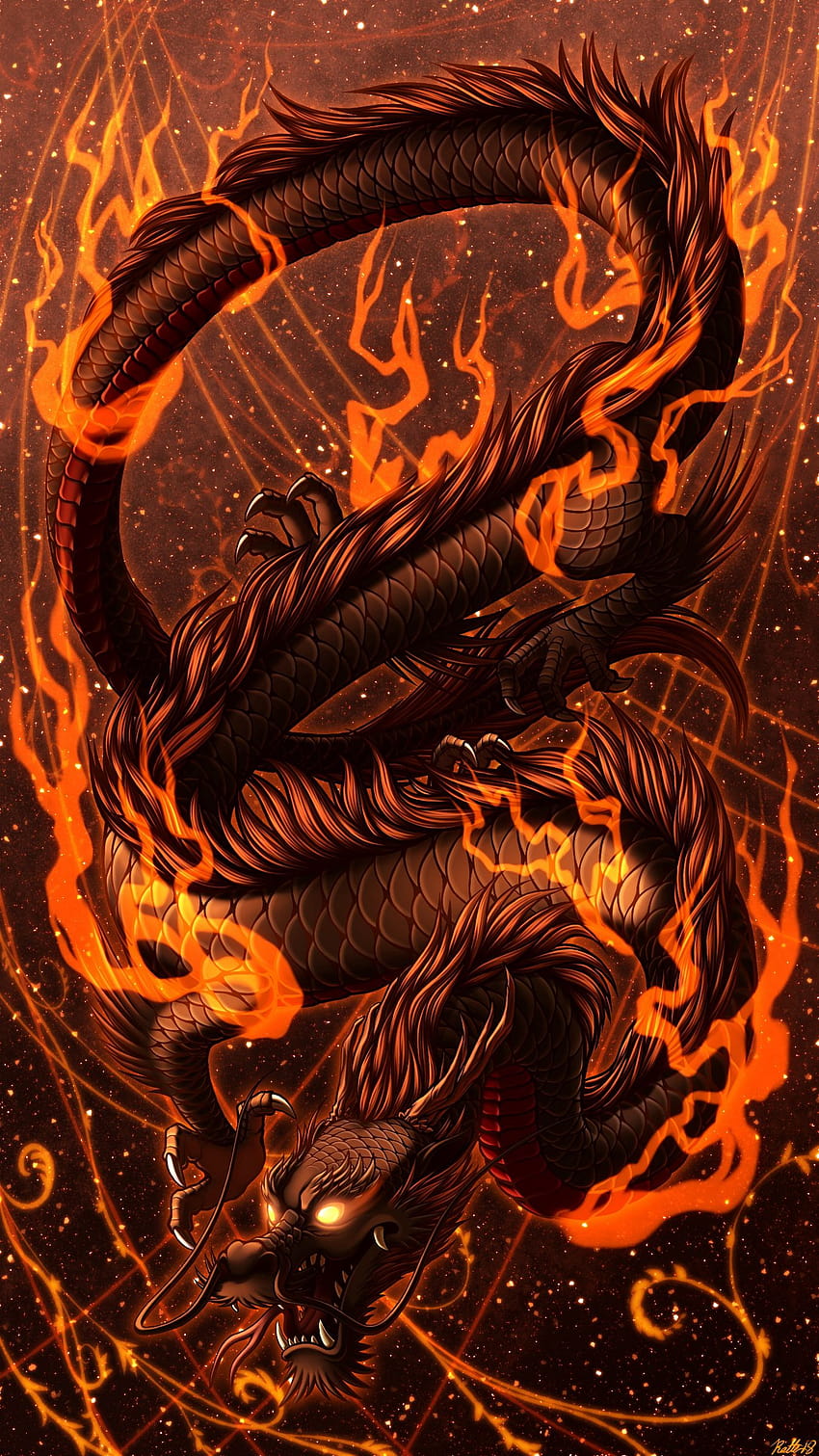 1350x2400 dragon, fire, art, flame, snake, fantastic iphone 8+/7+/6s+/ for parallax backgrounds, flame dragon HD phone wallpaper
